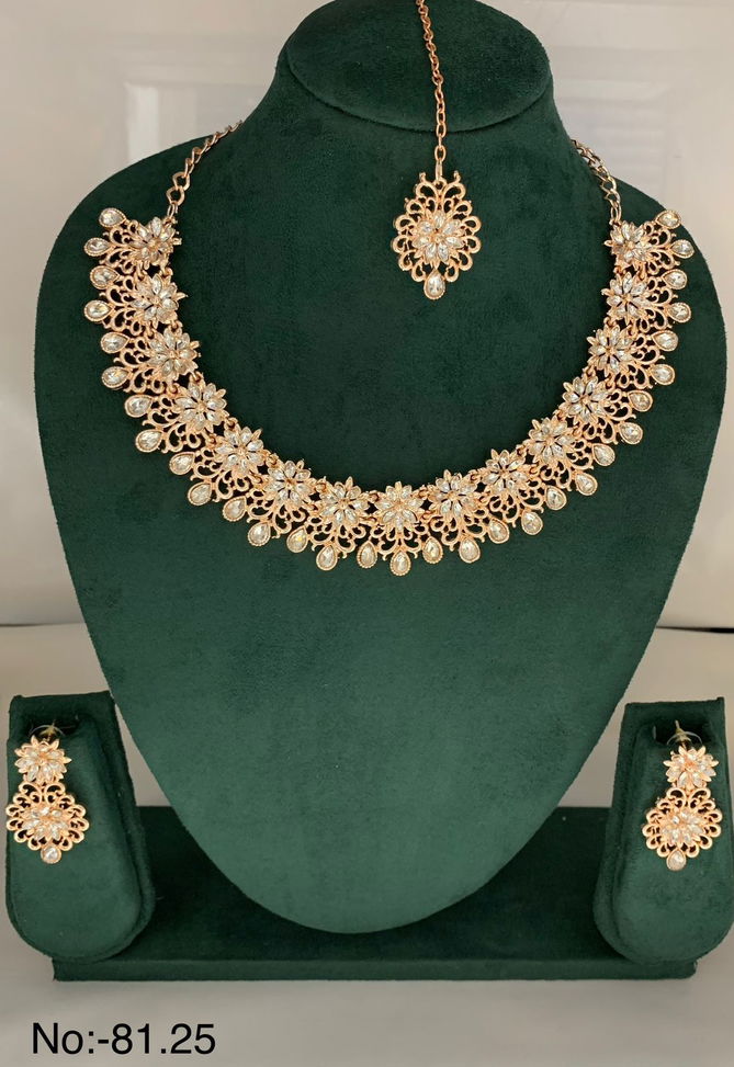 Nr Diamond Necklace Mang tikka With Earring Catalog
